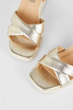 Sale Oasis Cross Over Espadrille Wedges Gold