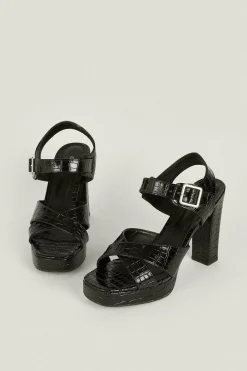 Clearance Oasis Cross Strap Platform Sandals Black