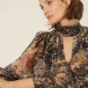 Outlet Oasis Cut Out Balloon Sleeve Organza Skater Dress Black