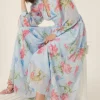 Best Oasis Cut Out Chiffon Balloon Sleeve Maxi Dress Blue