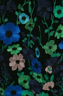 Outlet Oasis 3D Colourful Floral Babydoll Midi Dress Black