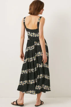 Online Oasis Daisy Stripe Printed Pinny Strap Midi Dress Floral