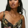 Clearance Oasis Dark Sequin Floral Cowl Neck Midi Dress Black