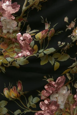 Clearance Oasis Dark Sequin Floral Cowl Neck Midi Dress Black
