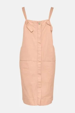 Clearance Oasis Denim Pinafore Dress Dusky Pink