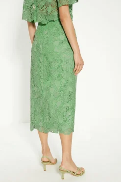 Clearance Oasis Detailed Lace Pencil Skirt Green