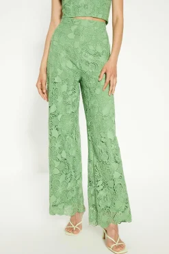 Outlet Oasis Detailed Lace Wide Leg Trouser Green