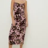 Hot Oasis Devore Cami Cowl Neck Midi Dress Nude
