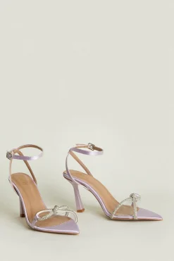 Discount Oasis Diamante Bow Strappy Heel Lilac