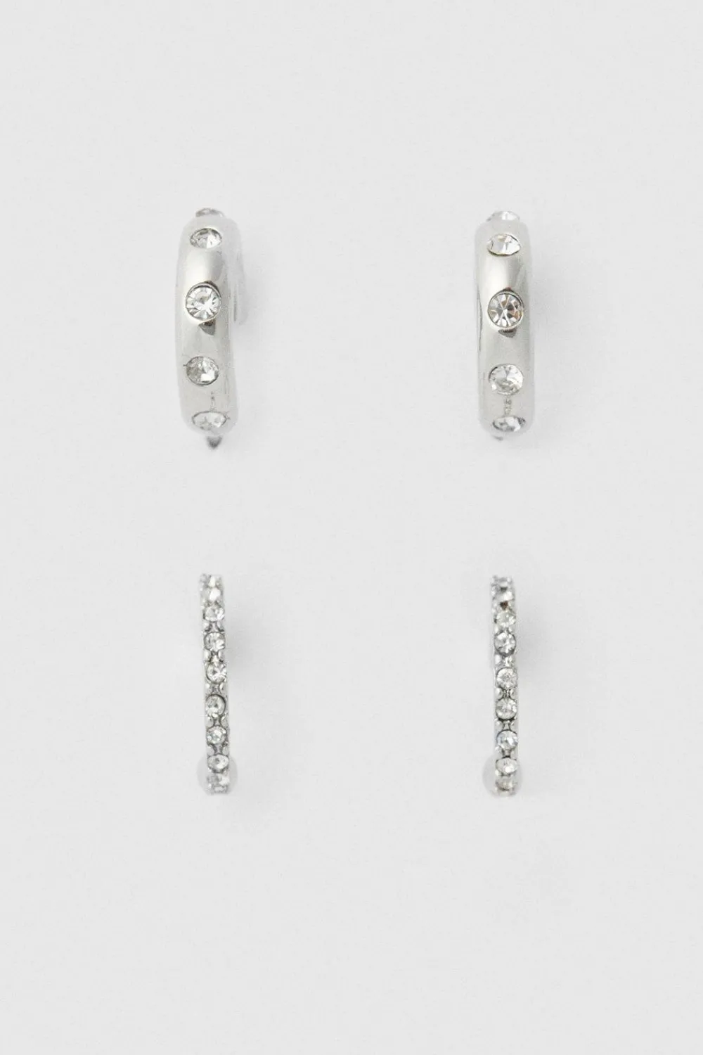 Best Oasis Diamante Detail Two Pack Earrings Silver