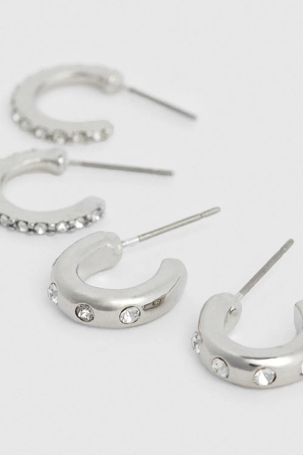 Best Oasis Diamante Detail Two Pack Earrings Silver