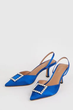 Discount Oasis Diamante Sling Back Court Shoes Cobalt