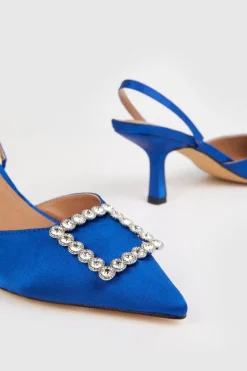 Discount Oasis Diamante Sling Back Court Shoes Cobalt