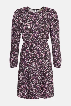Hot Oasis Ditsy Floral Textured Tiered Dress Multi
