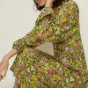 Best Oasis Ditsy Floral Tie Front Midi Dress Green
