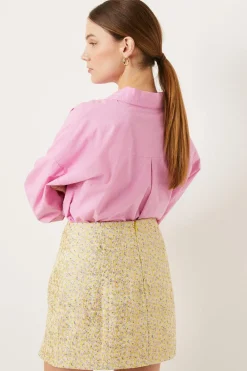 Hot Oasis Ditsy Metallic Jacquard Mini Skirt Lemon
