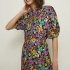 Online Oasis Ditsy Print Crepe A-Line Mini Dress Black