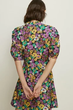 Online Oasis Ditsy Print Crepe A-Line Mini Dress Black