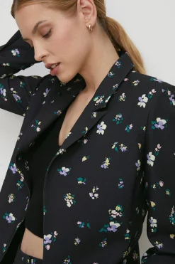 Online Oasis Ditsy Print Tailored Crepe Longline Blazer Black
