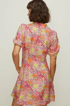 Clearance Oasis Ditsy Printed Linen Look Tea Dress Multi