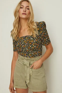 Fashion Oasis Ditsy Printed Square Neck Top Multi