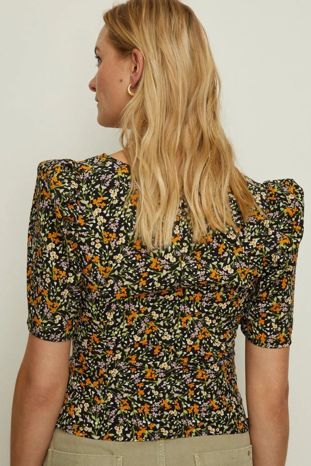 Fashion Oasis Ditsy Printed Square Neck Top Multi
