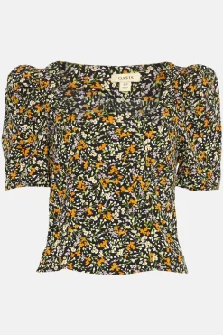 Fashion Oasis Ditsy Printed Square Neck Top Multi