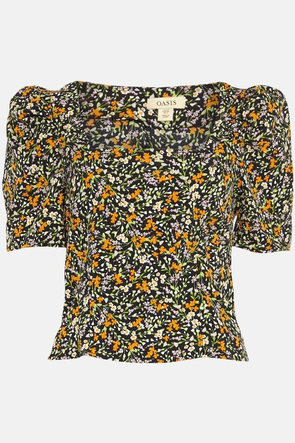 Fashion Oasis Ditsy Printed Square Neck Top Multi