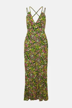 Online Oasis Ditsy Printed Tie Back Strappy Jumpsuit Green