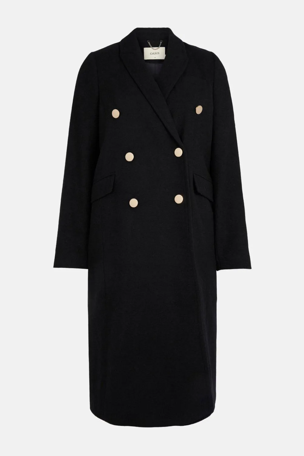 Fashion Oasis Double Breasted Double Crepe Trench Coat Black