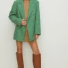 Clearance Oasis Double Breasted Houndstooth Check Coat Green