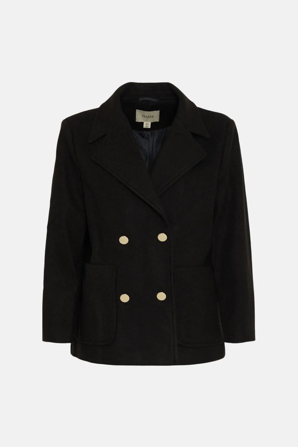 Sale Oasis Double Breasted Pea Coat Black