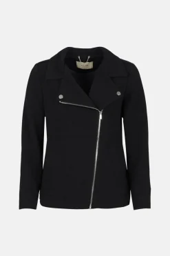 Hot Oasis Double Crepe Biker Coat Black