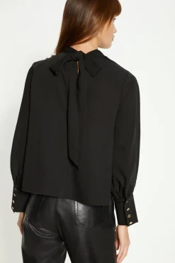 Discount Oasis Draped Crepe Button Detail Blouse Black