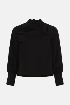 Discount Oasis Draped Crepe Button Detail Blouse Black