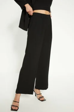 Fashion Oasis Eden Pleat Detail Relaxed Straight Leg Black