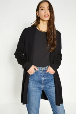 Fashion Oasis Edge To Edge Rib Sleeve Oversized Cardigan Black