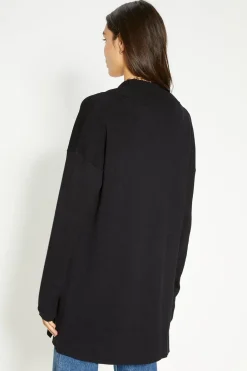 Fashion Oasis Edge To Edge Rib Sleeve Oversized Cardigan Black
