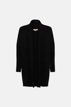 Fashion Oasis Edge To Edge Rib Sleeve Oversized Cardigan Black