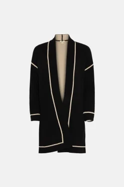 Fashion Oasis Edge To Edge Tipped Coatigan Black