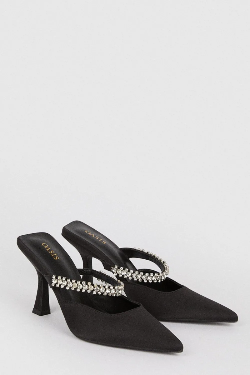 New Oasis Embellished Backless Court Shoes Black