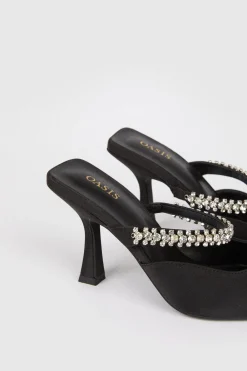 New Oasis Embellished Backless Court Shoes Black