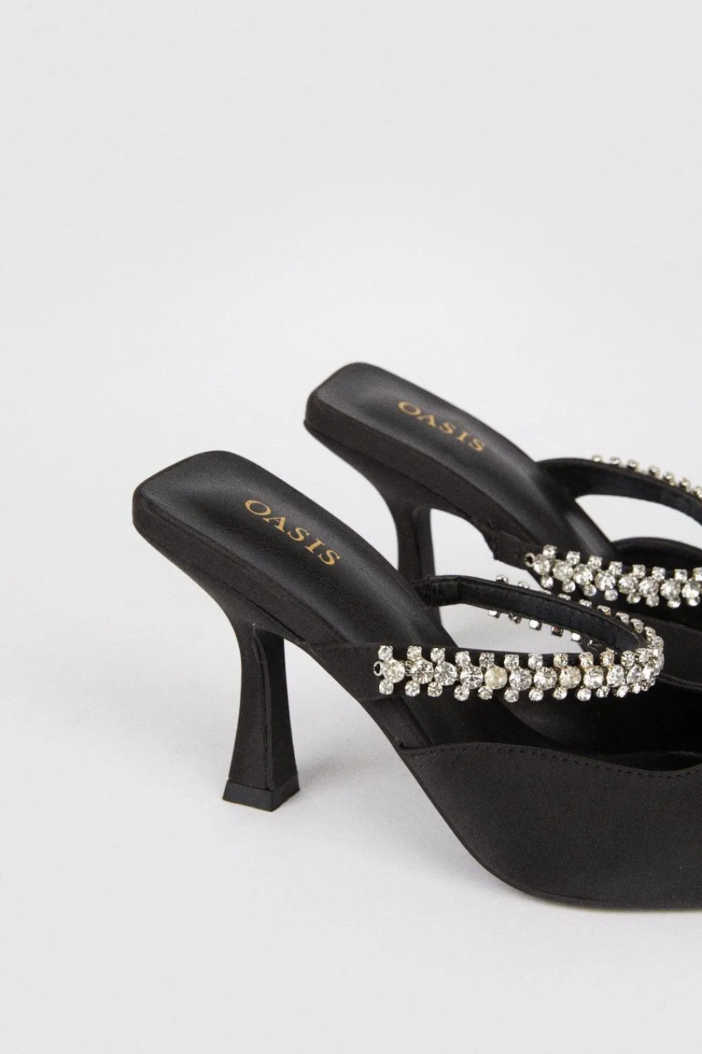 New Oasis Embellished Backless Court Shoes Black