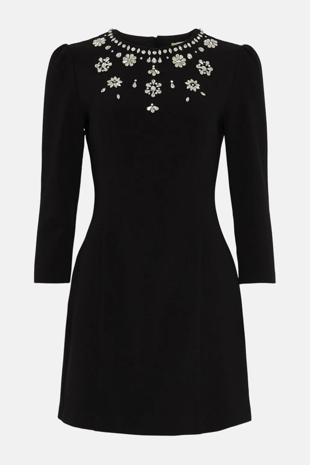 Hot Oasis Embellished Cady Crepe Mini Dress Black