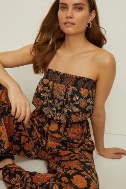 Clearance Oasis Embellished Paisley Bandeau Jumpsuit Black