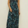 Fashion Oasis Embellished Paisley Lattice Maxi Dress Navy