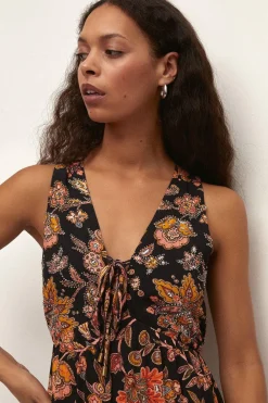 Clearance Oasis Embellished Paisley Lattice Maxi Dress Black