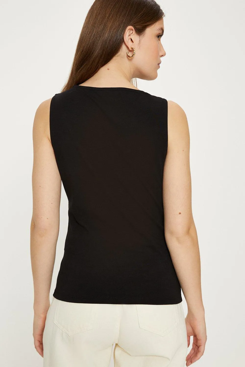 New Oasis Essential Cotton Scoop Neck Vest Top Black