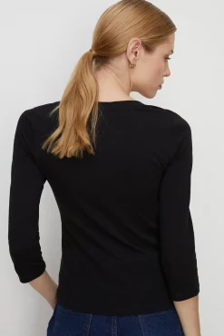 Best Oasis Essential Cotton Scoop Neck Jersey Top Black