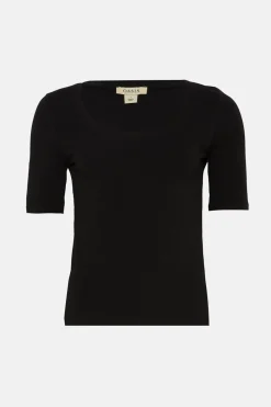 Best Oasis Essential Cotton Scoop Neck Short Sleeved T-Shirt Black